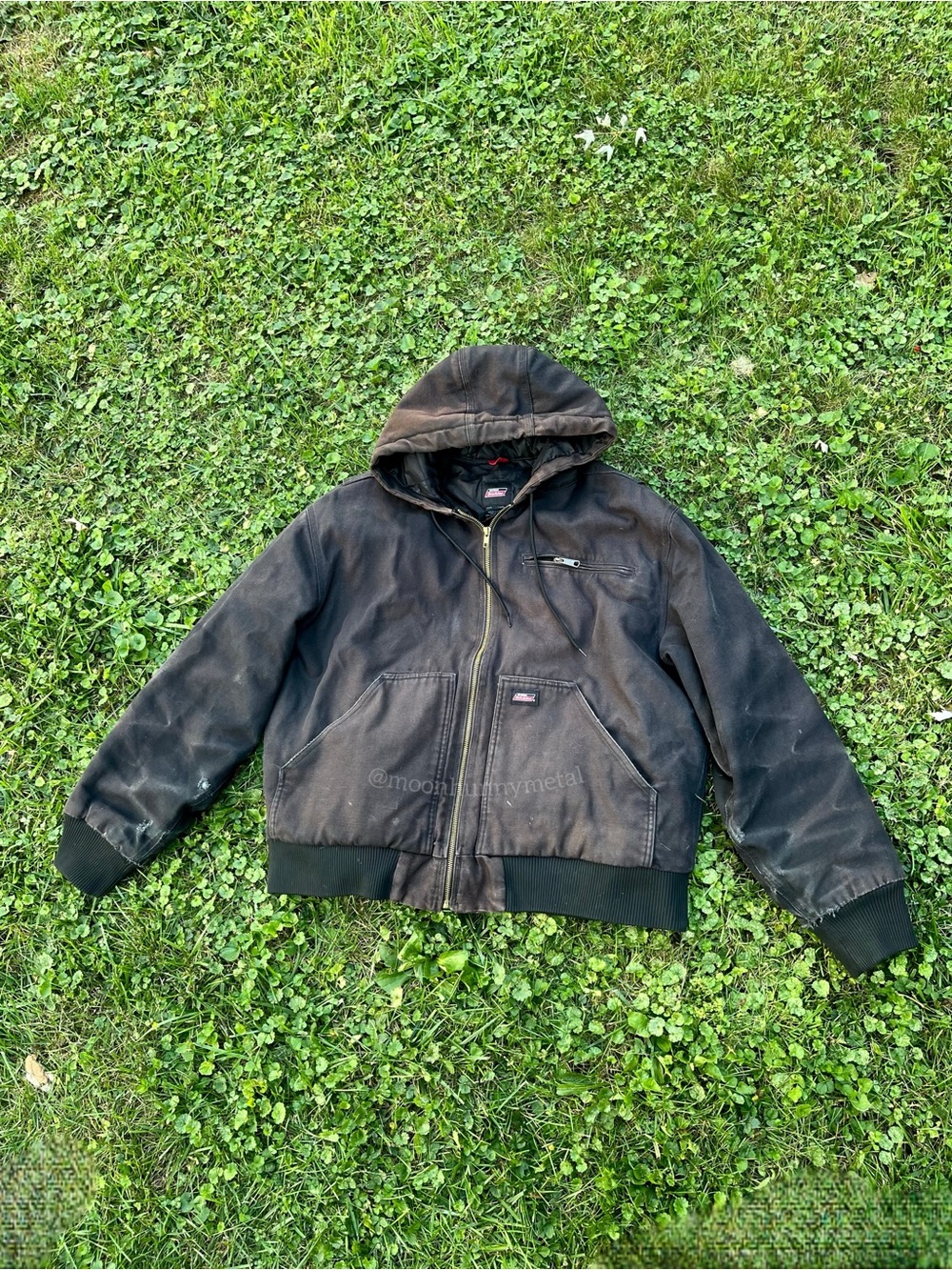 Dickies Workwear Hooded Canvas Duck Jacket coat Hoodie Faded Thrashed Grunge XL